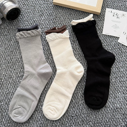 Double Ruffle Lightweight Crew Socks