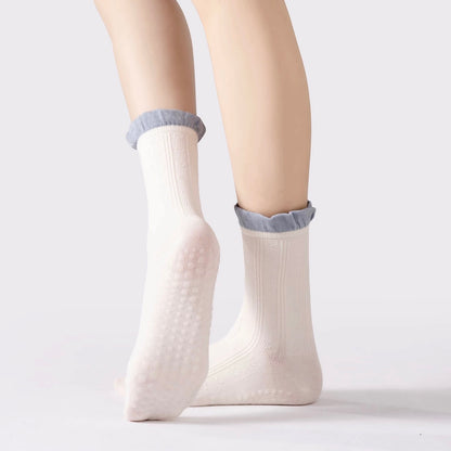 Yoga Non-Slip Ribbed Ruffle Socks