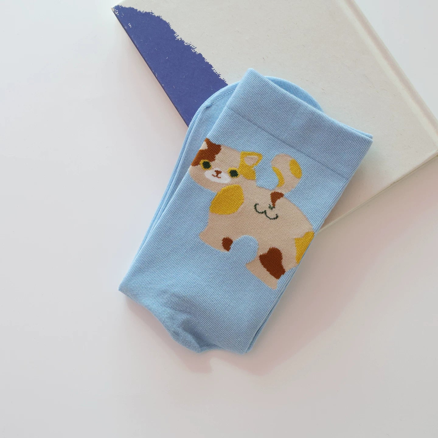 Playful Cartoon Animal Print Cotton Socks