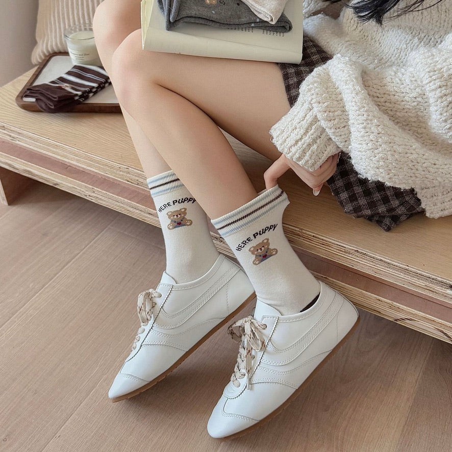 Coffee Bear Series Knit Crew Socks