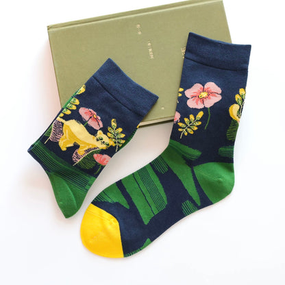 Artistic Oil Painting Style Animal Socks