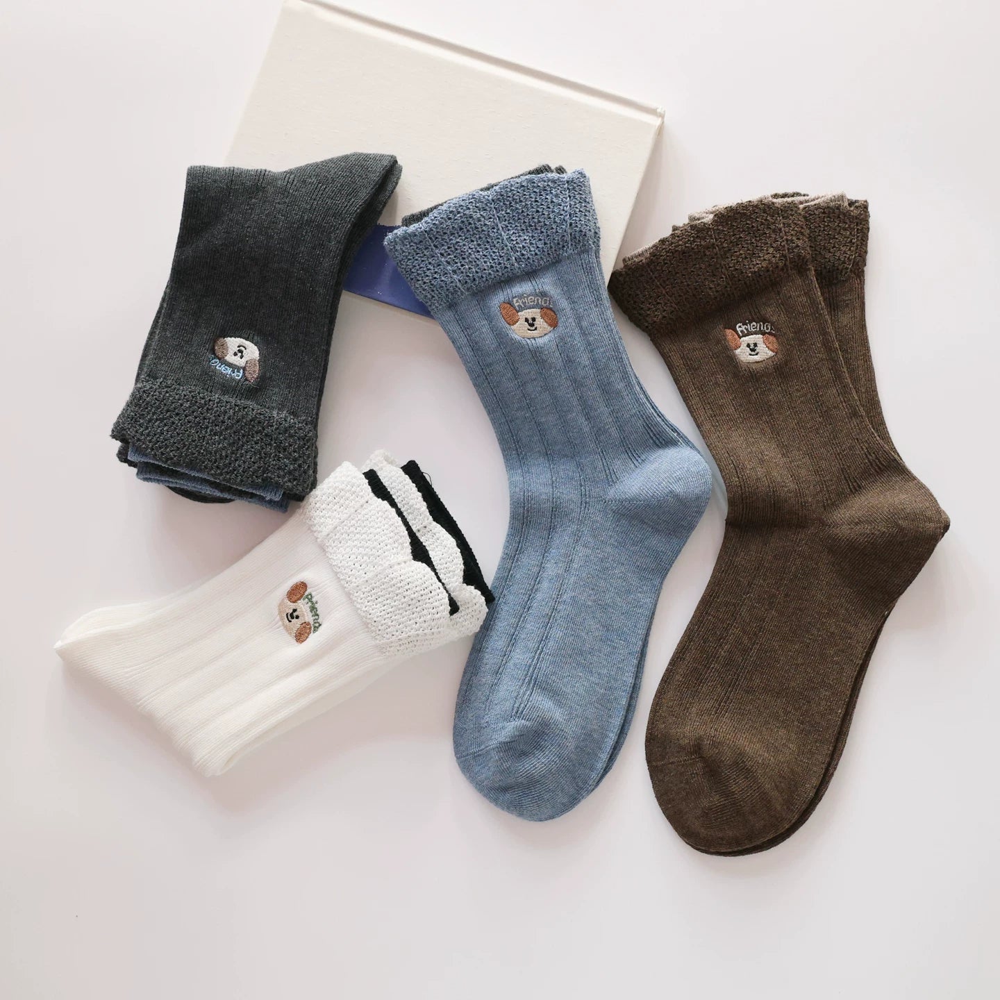 Double-Layer Frill Edge Crew Socks
