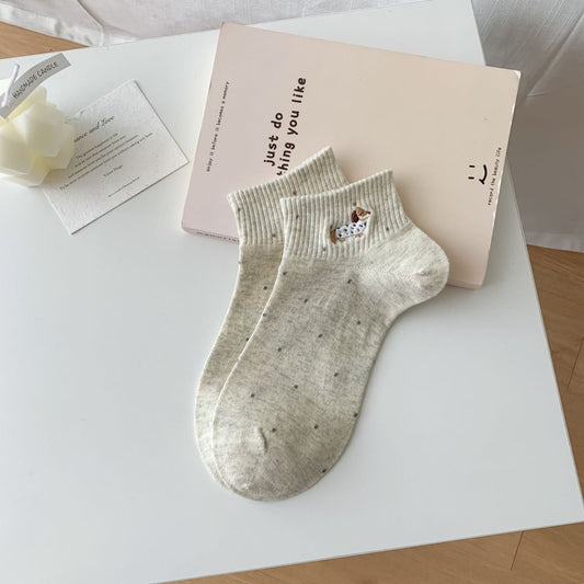 Dachshund&Polka Dot Ankle Socks