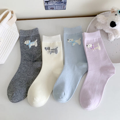 Vibrant Color Puppy Crew Socks