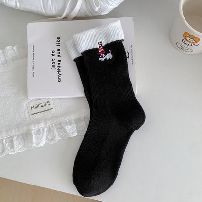 Kawaii Animal Contrast Cuff Socks