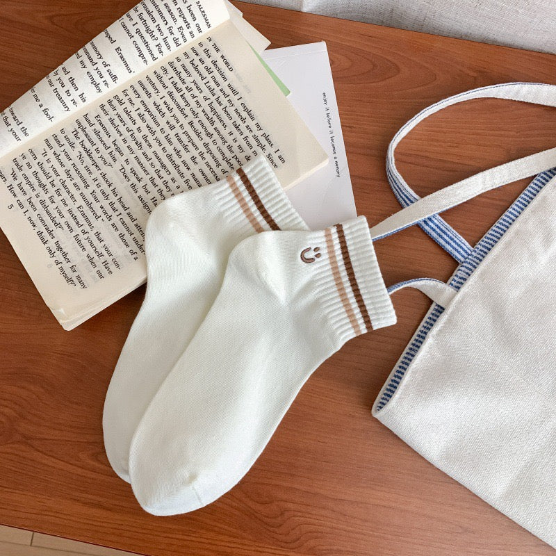 Colorful Stripe&Smile Ankle Socks