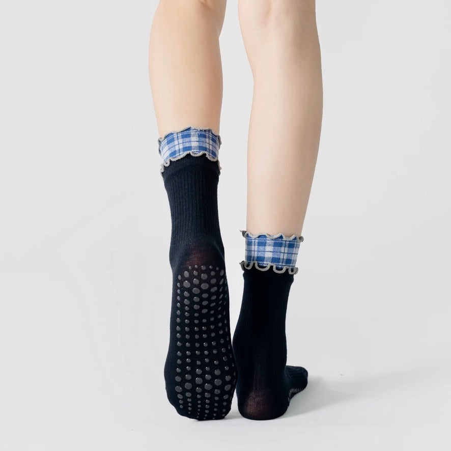 Plaid Ruffle Non-Slip Yoga Sports Socks