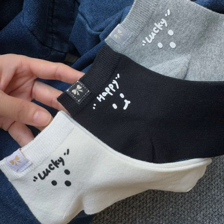 Happy Smile Face Quarter Socks