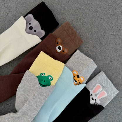 Vibrant Cartoon Animal Crew Socks