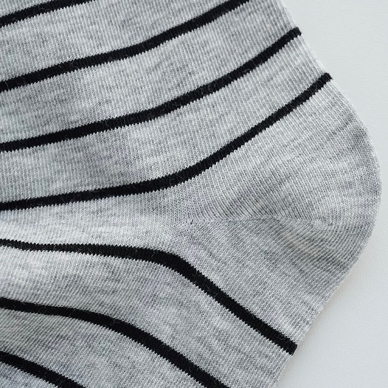Minimalist Striped Cotton Crew Socks