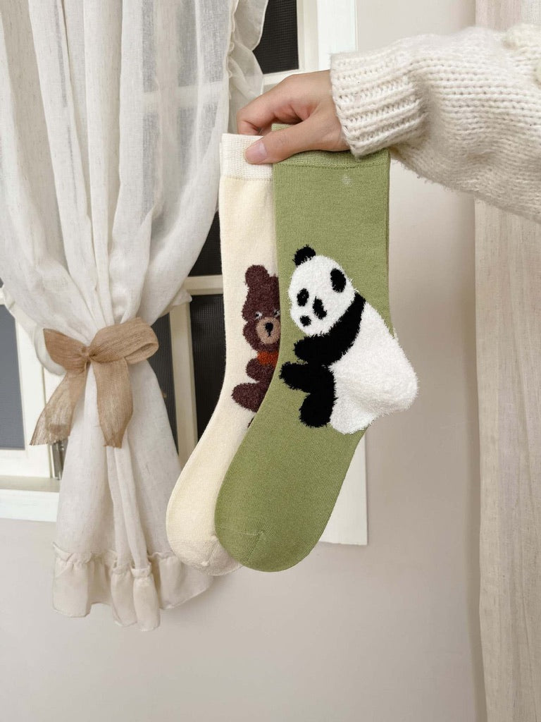 Plush 3D Panda Bear Crew Socks