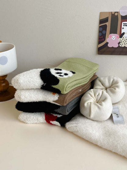 Plush 3D Panda Bear Crew Socks