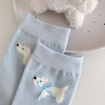 Vibrant Color Puppy Crew Socks