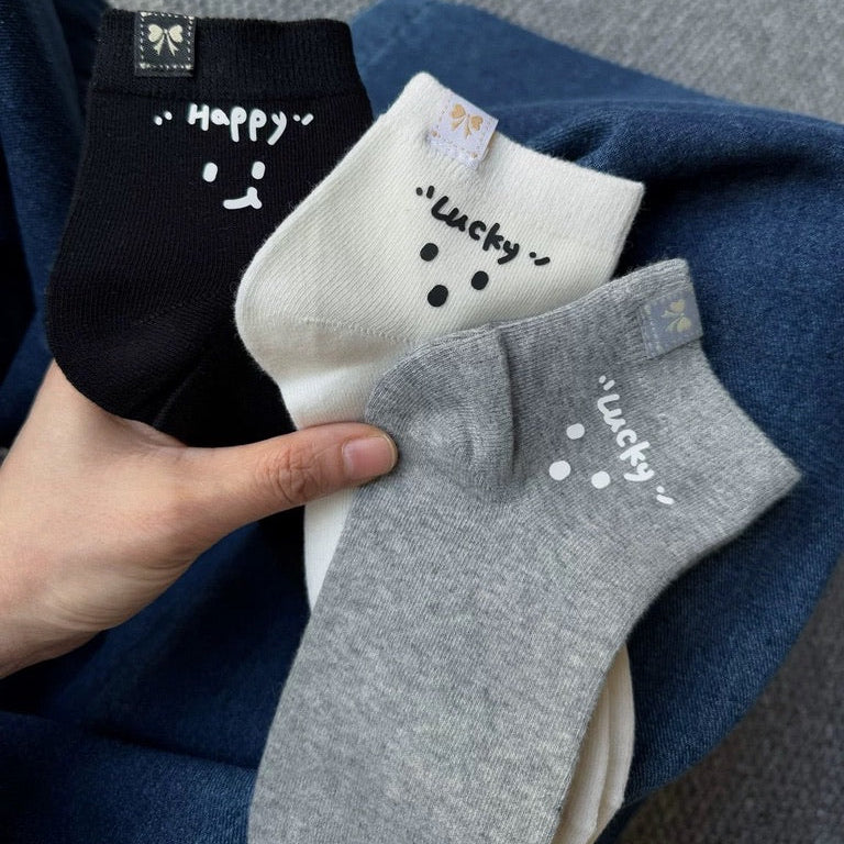 Happy Smile Face Quarter Socks
