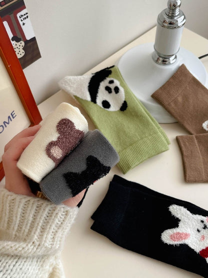 Plush 3D Panda Bear Crew Socks