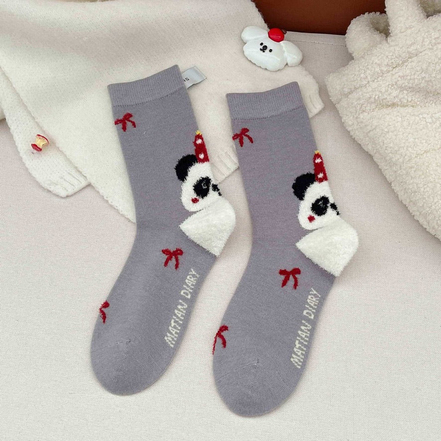 Fuzzy 3D Animal Crew Socks