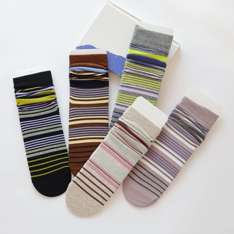 Vibrant Striped Crew Socks