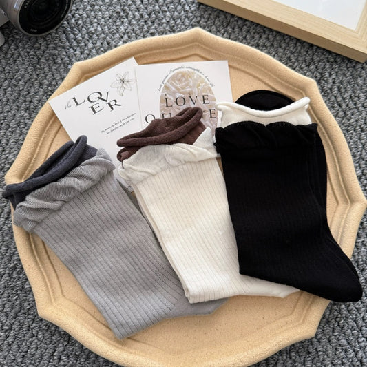 Double Ruffle Lightweight Crew Socks