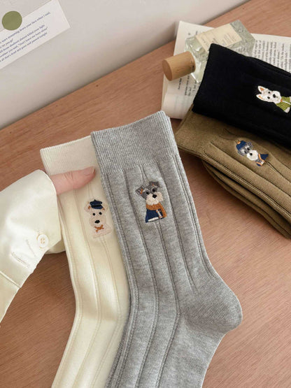 Chic Embroidered Puppy Socks