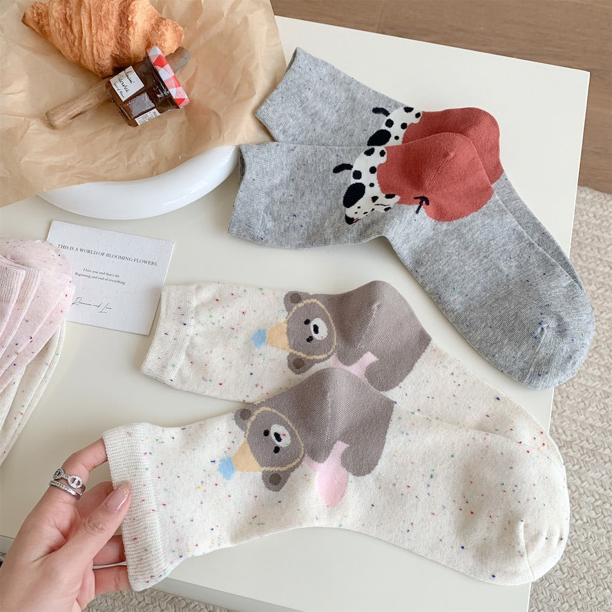 Sweet Animal Graphic Crew Socks