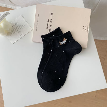 Dachshund&Polka Dot Ankle Socks