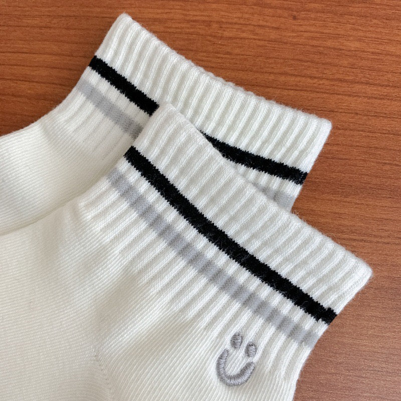 Colorful Stripe&Smile Ankle Socks