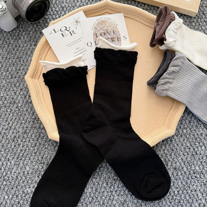 Double Ruffle Lightweight Crew Socks