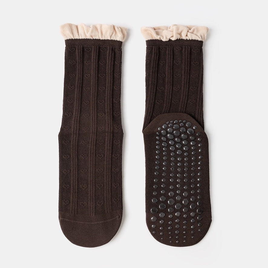 Yoga Non-Slip Ribbed Ruffle Socks
