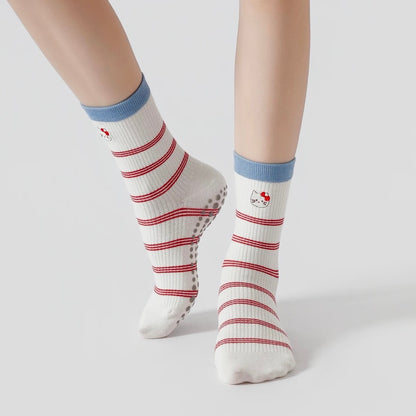 Kitty Knit Striped Non-Slip Socks