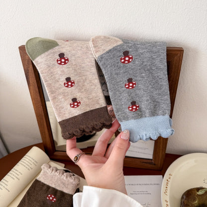 Fairy-Forest: Mushroom Knit Ruffle Socks