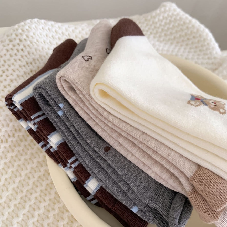 Coffee Bear Series Knit Crew Socks