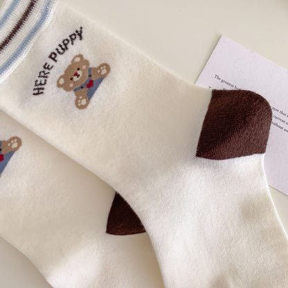 Coffee Bear Series Knit Crew Socks