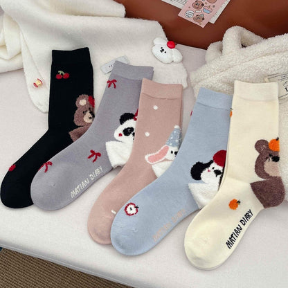 Fuzzy 3D Animal Crew Socks