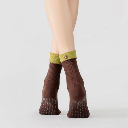 Floral Accent Non-Slip Sports Socks