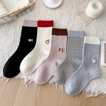 Mini Daily Icon Embroidered Crew Socks