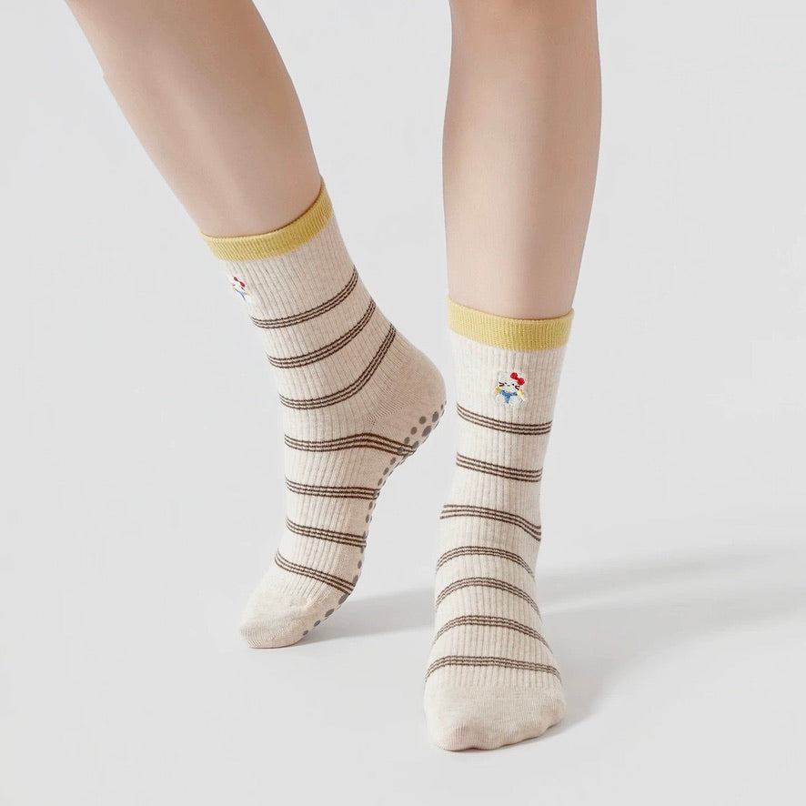 Kitty Knit Striped Non-Slip Socks