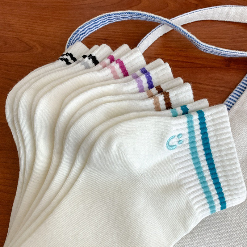 Colorful Stripe&Smile Ankle Socks