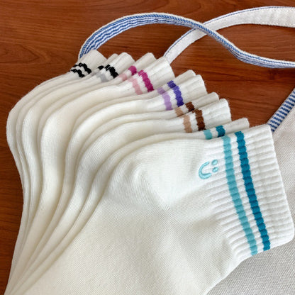 Colorful Stripe&Smile Ankle Socks
