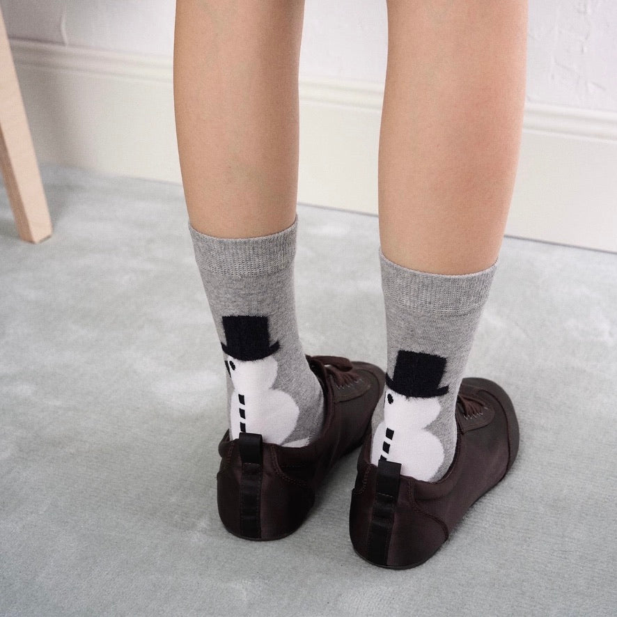Fluffy Snowman Hat Crew Socks