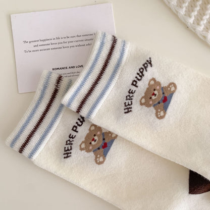 Coffee Bear Series Knit Crew Socks