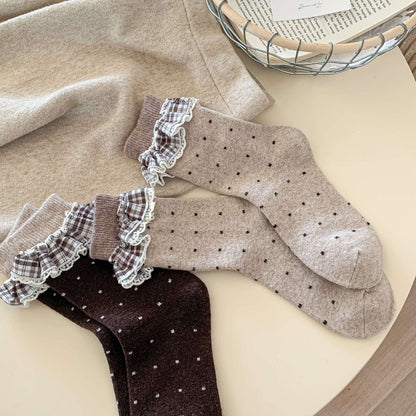 Cozy Dotted Lace Ruffle Socks