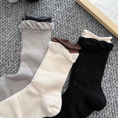 Double Ruffle Lightweight Crew Socks