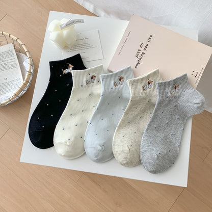 Dachshund&Polka Dot Ankle Socks