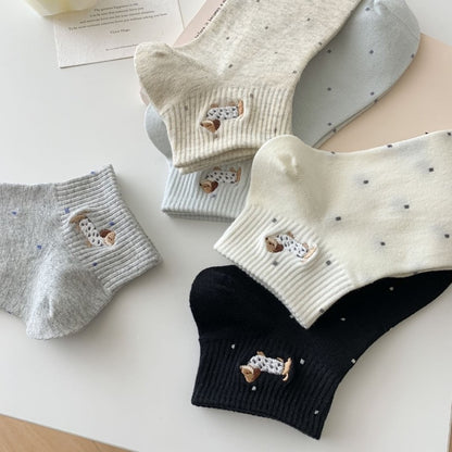 Dachshund&Polka Dot Ankle Socks