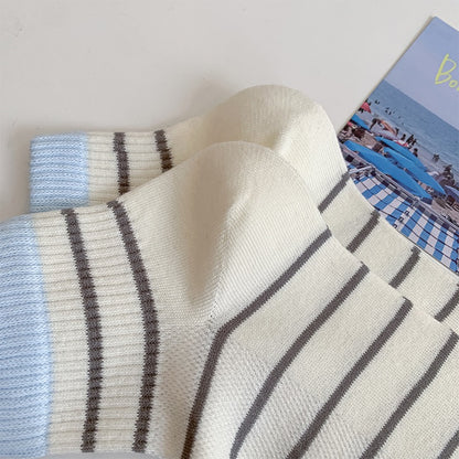 Summer Mesh Striped Ankle Socks
