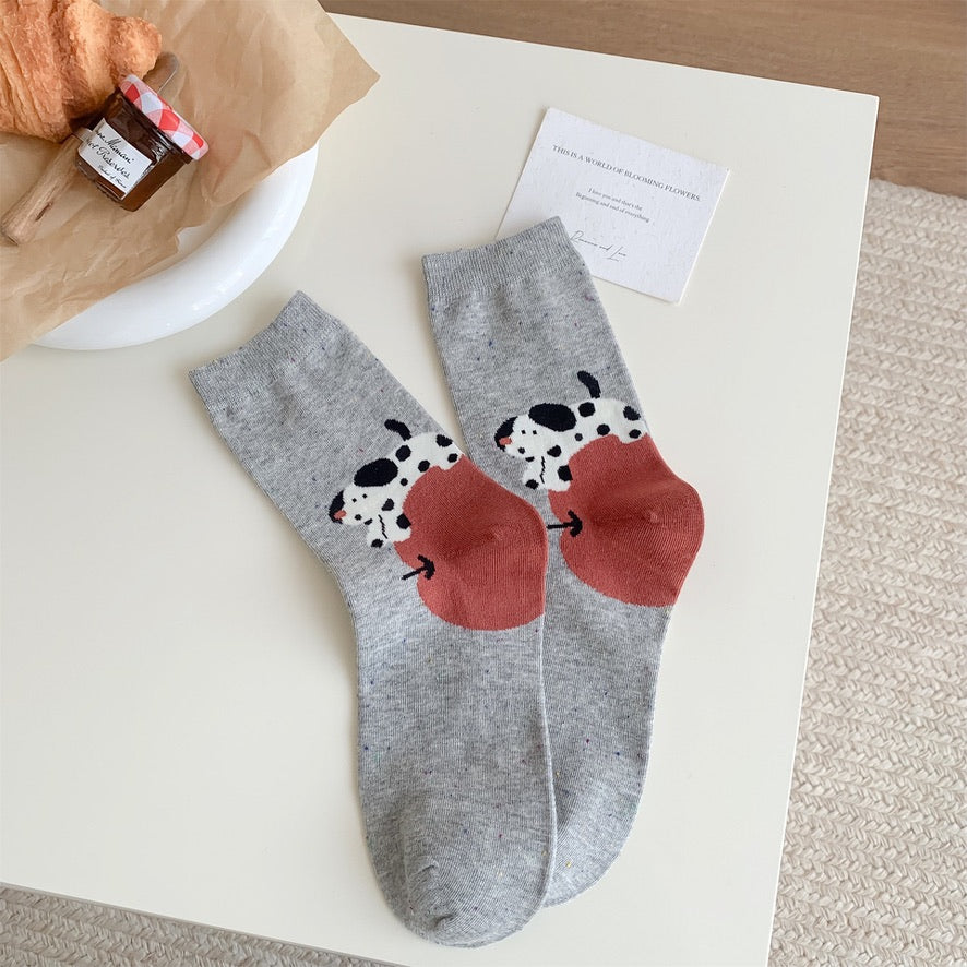 Sweet Animal Graphic Crew Socks