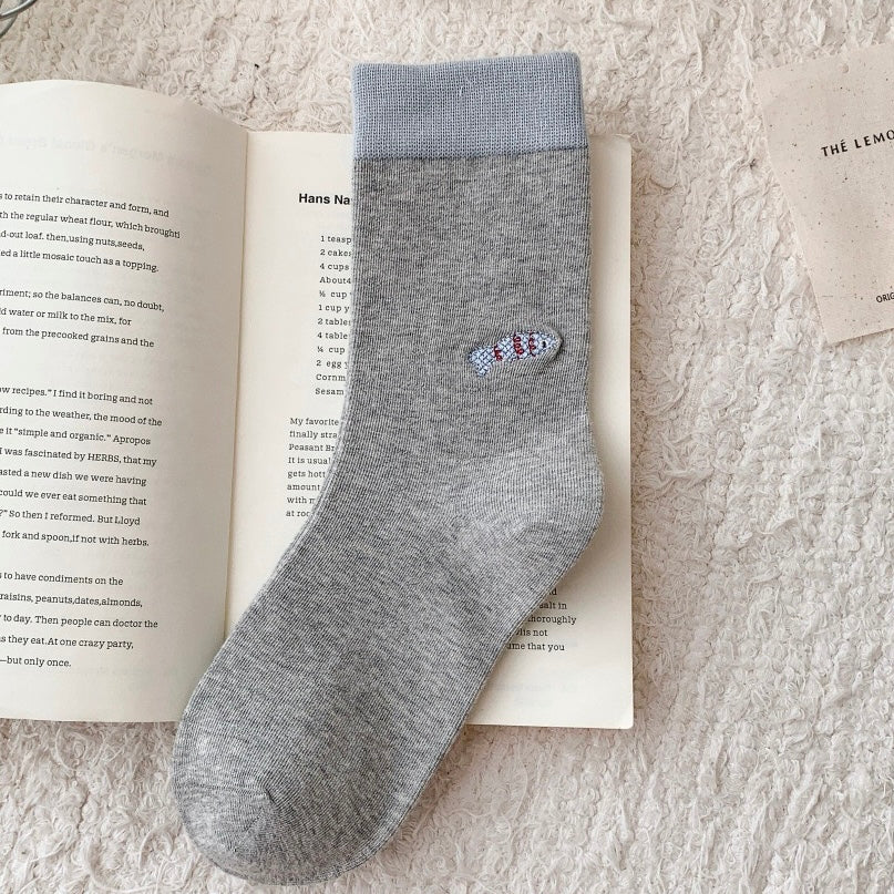 Mini Daily Icon Embroidered Crew Socks