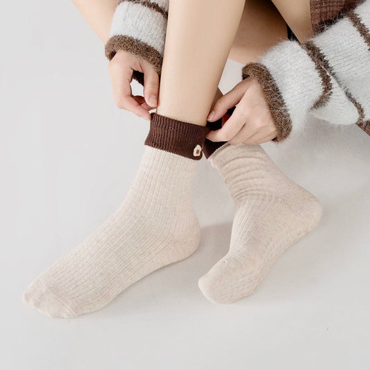 Floral Accent Non-Slip Sports Socks