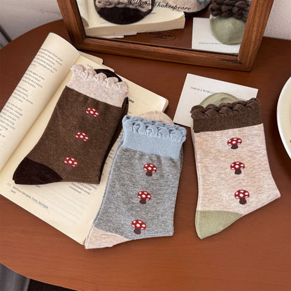 Fairy-Forest: Mushroom Knit Ruffle Socks