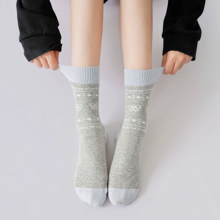 Fair Isle Pattern Non-Slip Sports Socks